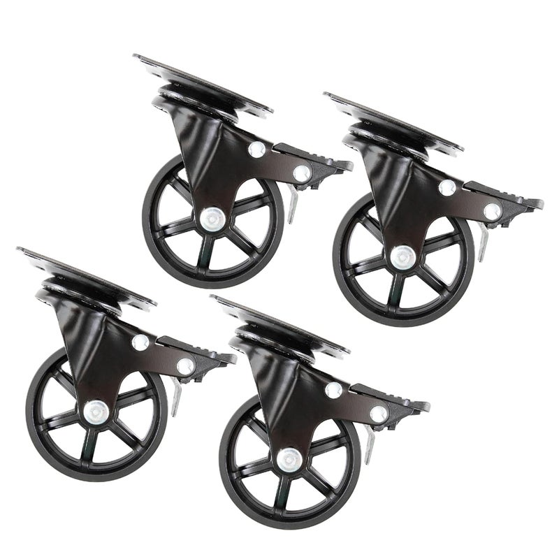 PIPE DECOR Mounted Swivel Caster Wheels (4-Pack), Mountable Casters for Wood Furniture with Locking Mechanism - Image 1